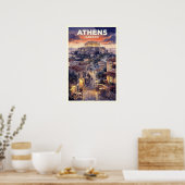ギリシャ アテネ レトロ 旅行 ポスター (キッチン)