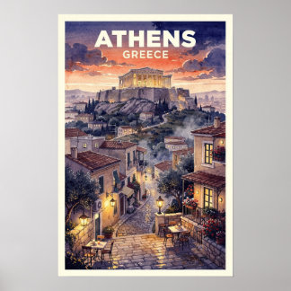 ギリシャ アテネ レトロ 旅行 ポスター