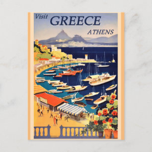 ギリシャ・アテネ・ヴィンテージ・トラベル シーズンポストカード