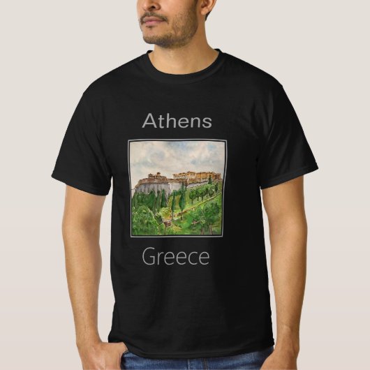 ギリシャ,アテネ,下からのアクロポリスビュー Tシャツ (正面)