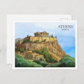 ギリシャ アテネ 水彩ポストカード | 歴史的な景観 シーズンポストカード (正面/裏面)