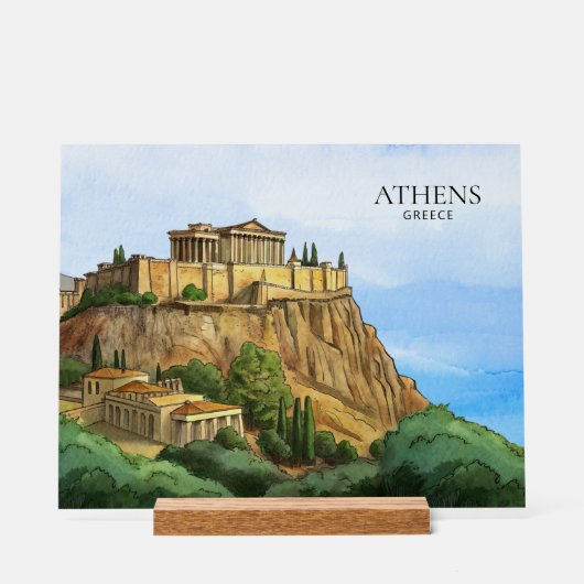 ギリシャ アテネ 水彩 | 歴史的景観 アクリルサイン (正面)