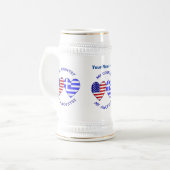 ギリシャ アメリカ ハート 国籍 個人名入り ビールジョッキ (正面左)