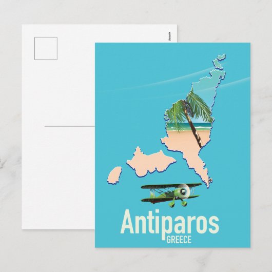 ギリシャ アンティパロス島 旅行地図 シーズンポストカード (正面/裏面)