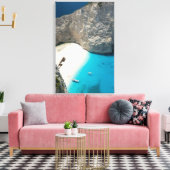 ギリシャ、イオニア諸島、ザキントス、難破船 キャンバスプリント (インサイチュ (リビング))