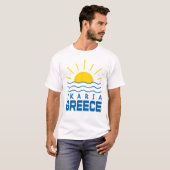 ギリシャ イカリア 陽光と海 メンズ 白 Tシャツ (正面フル)