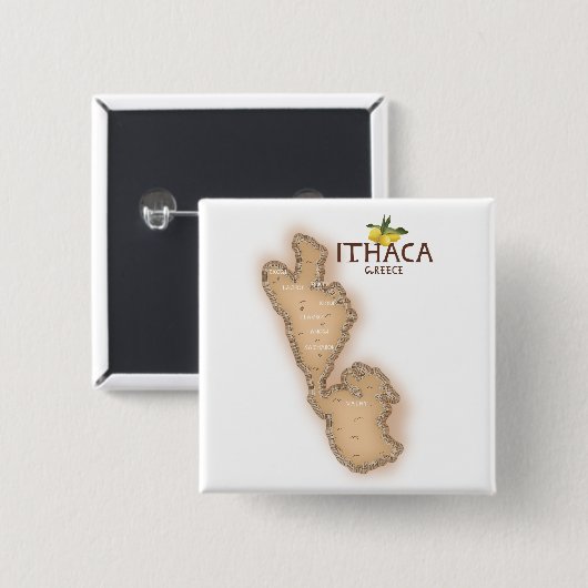 ギリシャ・イサキ島の地図 缶バッジ (正面&裏面)