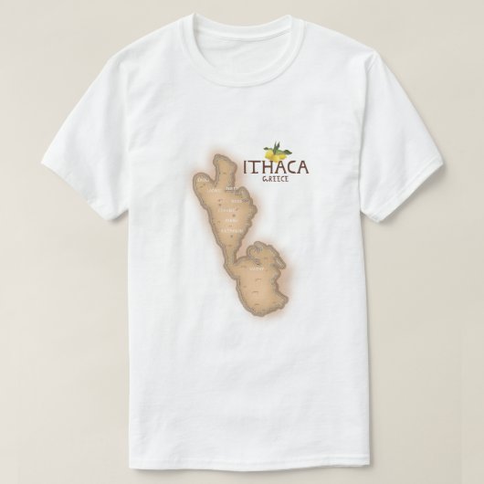 ギリシャ・イサキ島の地図 Tシャツ (デザイン正面)