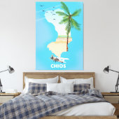 ギリシャ キオス島のイラスト地図 キャンバスプリント (インサイチュ (寝室))