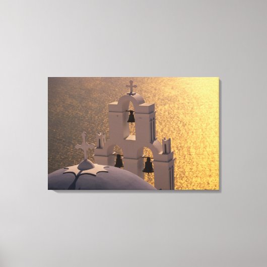 ギリシャ、キクラデス諸島、サントリーニ、ティラ、 キャンバスプリント (正面)