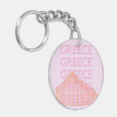 ギリシャ，ギリシャの旅行アート，パステルトラベルアート，ピンク キーホルダー (正面左)