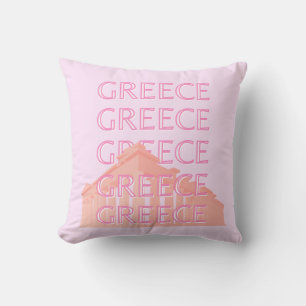 ギリシャ,ギリシャの旅行アート,パステルトラベルアート,ピンク クッション
