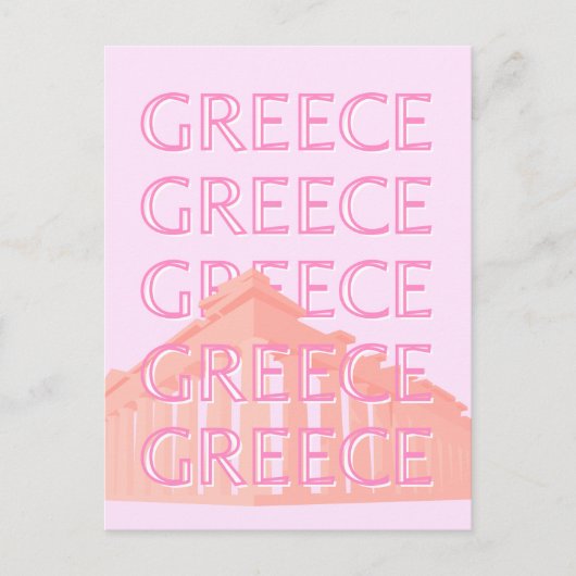 ギリシャ，ギリシャの旅行アート，パステルトラベルアート，ピンク シーズンポストカード (正面)