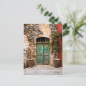 ギリシャ，クレタターコイズの古いドア ポストカード (スタンド正面)