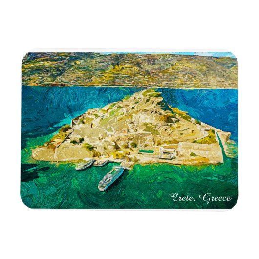 ギリシャ クレタ島の美しい風景 油絵 マグネット (横)