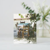 ギリシャ、クレタ、ハニア州、ヴァモス:カフェ表 ポストカード (スタンド正面)