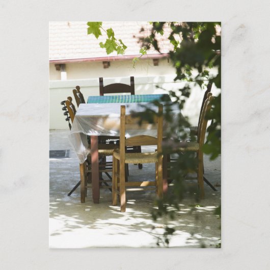 ギリシャ、クレタ、ハニア州、ヴァモス:カフェ表 ポストカード (正面)