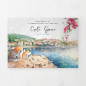 ギリシャ，クレタ |図解入りの、写真付きの結婚s 三つ折り招待状 (カバー)