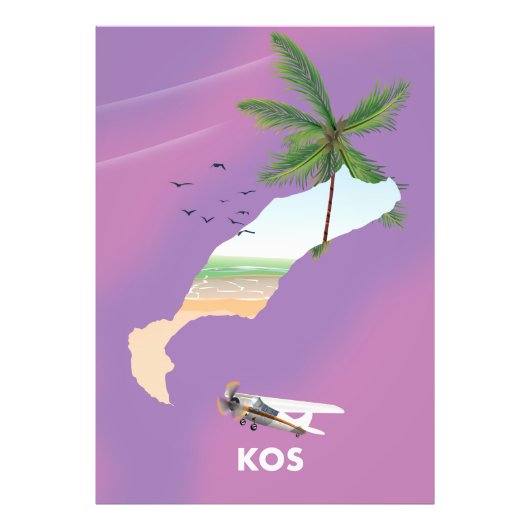ギリシャ コス島のイラストマップ フォトプリント            (正面)