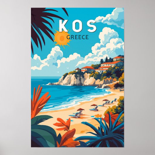 ギリシャ コス島 旅行 アート ヴィンテージ ポスター (正面)