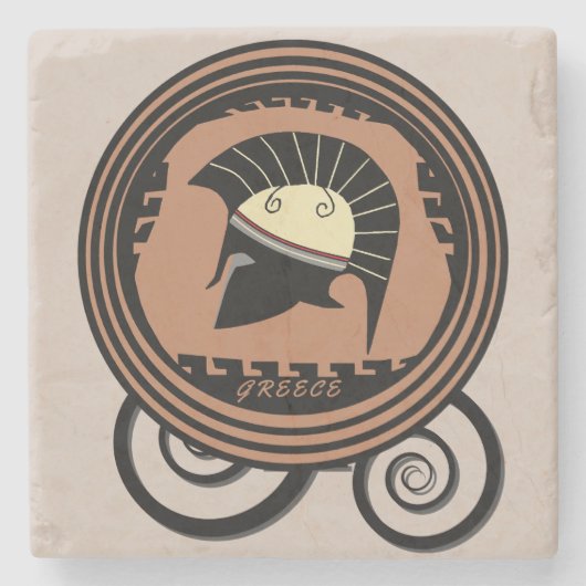 ギリシャ・コリントのヘルメット伝説 ストーンコースター (正面)