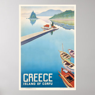ギリシャ・コルフ島のビンテージ旅行ポスター ポスター