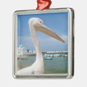 ギリシャ、サイクレイズ諸島、ミコノス、ペリカンオン メタルオーナメント (左)