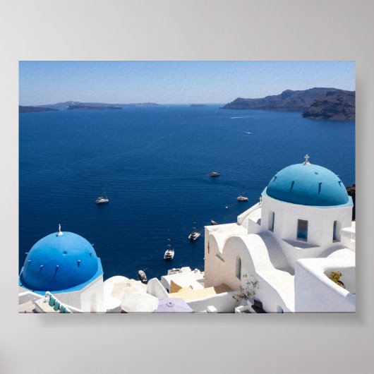 ギリシャ・サントリーニ島のイアの風景 ポスター (正面)