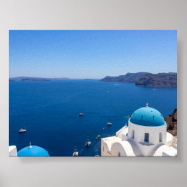 ギリシャ・サントリーニ島のイアの風景 ポスター