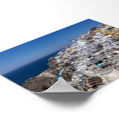 ギリシャ・サントリーニ島のオイアの風景 ポスター (角)