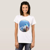 ギリシャ・サントリーニ島の教会の風景 Tシャツ (正面フル)