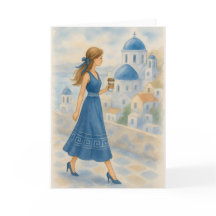 ギリシャ サントリーニ島 水彩画