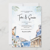 ギリシャ・サントリーニ結婚ランドスケープ 招待状 (正面)