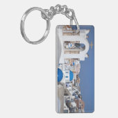 ギリシャ、サントリーニ。鐘楼とブルードーム2個分 キーホルダー (正面左)