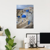 ギリシャ、サントリーニ。鐘楼とブルードーム3 ポスター (ホームオフィス)