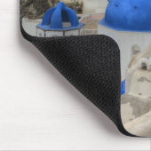 ギリシャ、サントリーニ。鐘楼とブルードーム3 マウスパッド (コーナー)