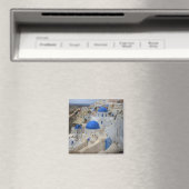 ギリシャ、サントリーニ。鐘楼とブルードーム3 マグネット (インサイチュ (食洗機))