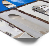 ギリシャ、サントリーニ。鐘楼と青いドーム ポスター (角)