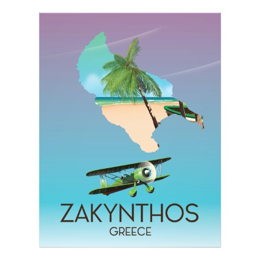 ギリシャ ザキントス島の地図 旅行ポスター フォトプリント            (正面)