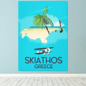 ギリシャ スキアトス島 旅行ポスター キャンバスプリント (インサイチュ (ウッドフロア))