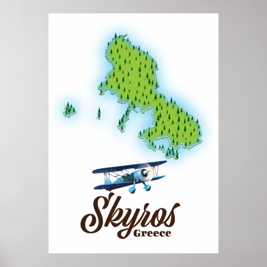 ギリシャ・スキロス島の地図 ポスター (正面)