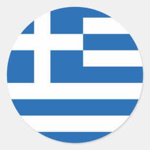 ギリシャ·ステッカーのフラグ(円) ラウンドシール