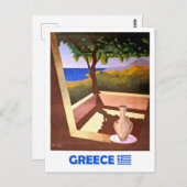 ギリシャ、テラスから眺めよう。ヴィンテージ旅行 ポストカード (正面/裏面)