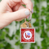 ギリシャ ハート フラグ 赤 LOVE オーダーメイド キーホルダー (手)