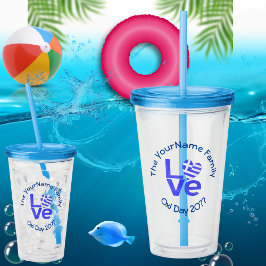 ギリシャ ハート フラグ 青い LOVE オーダーメイド アクリルタンブラー