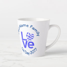 ギリシャ ハート フラグ 青い LOVE オーダーメイド カフェラテマグ