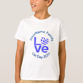 ギリシャ ハート フラグ 青い LOVE オーダーメイド Tシャツ