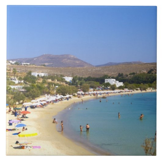 ギリシャ、パロス島、クリオスビーチを上空から タイル (正面)