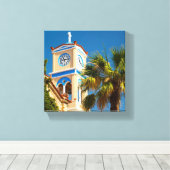 ギリシャ – パームツリーとギリシャ正教会 キャンバスプリント (インサイチュ (ウッドフロア))