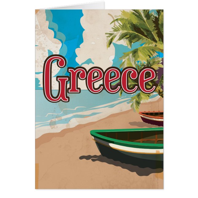 ギリシャ ビーチ ヴィンテージ トラベル ポスター (正面)